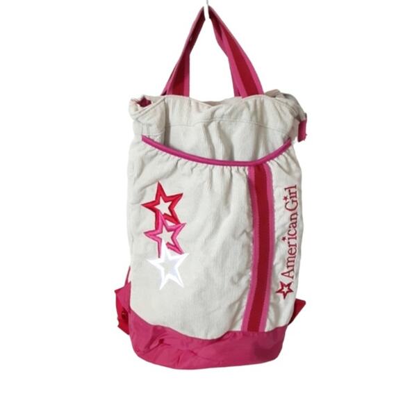 American Girl Corduroy Backpack Doll Carrier Pink Tan Doll Travel Bag Adjustable - Picture 1 of 12